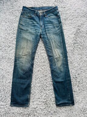 Mens Levi's Distressed Dark Blue Straight Leg Jeans 29x30